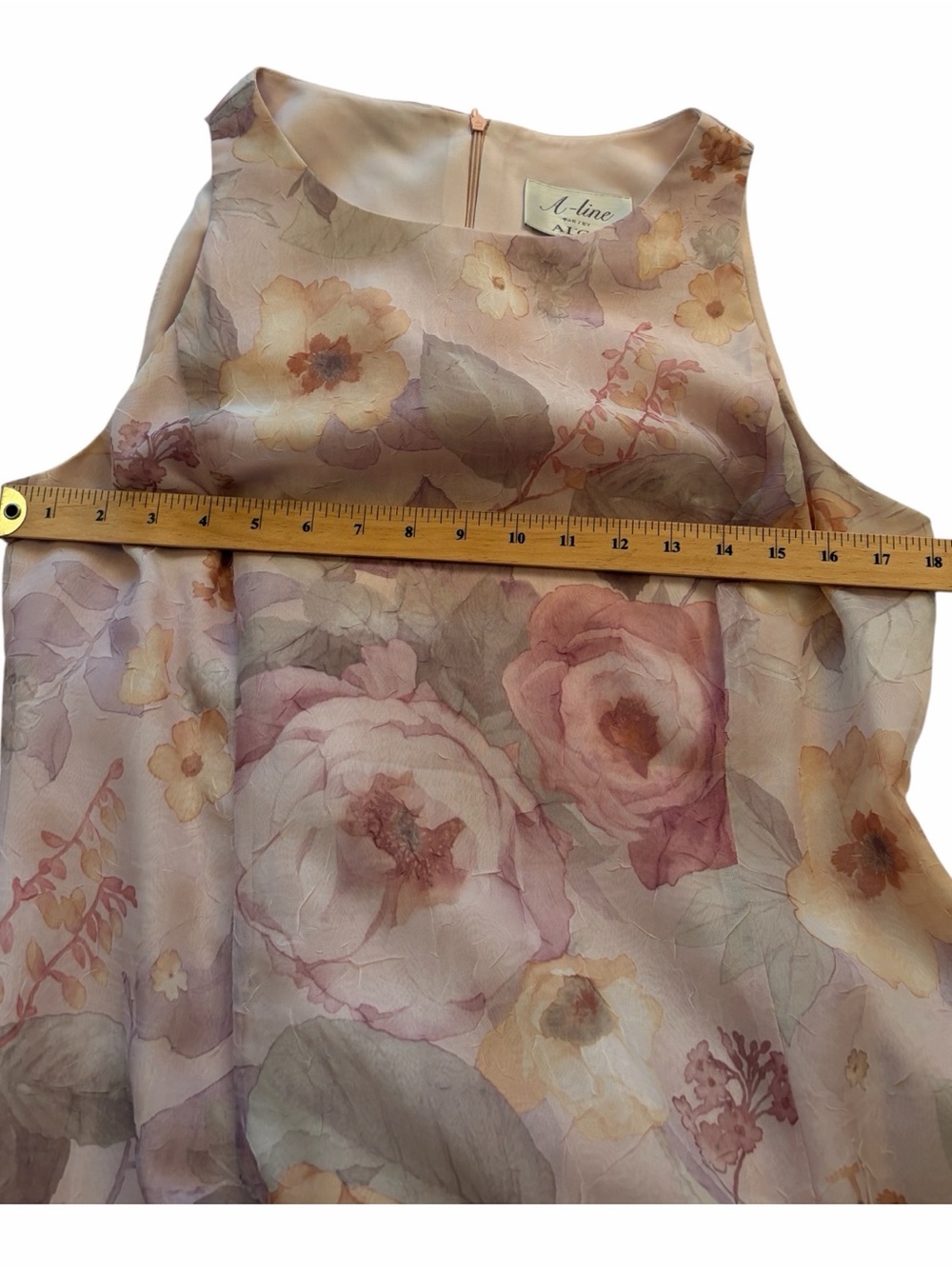 Vintage Algo Sleeveless Maxi Dress in Soft Blush-Measurements state Size Medium - Picture 4 of 15